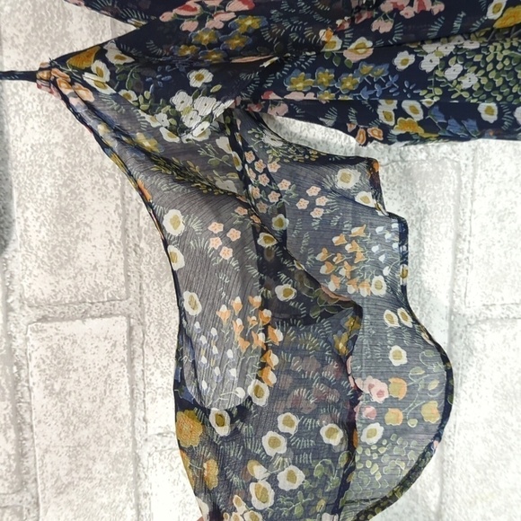 Miss Me Navy Microfloral Tank Cold Shoulder Wrap High-low Dress Size Small - Picture 3 of 7